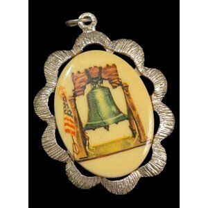 Vintage Liberty‎ Bell Pendant With Scalloped Metal Frame